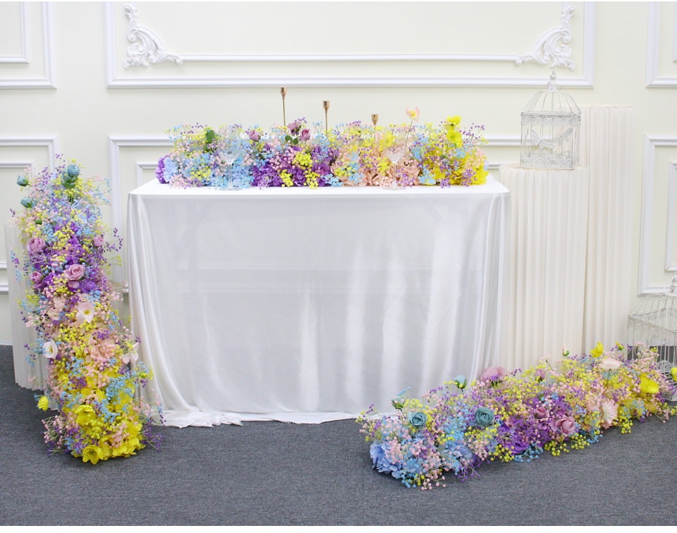 green and purple wedding table decorations4